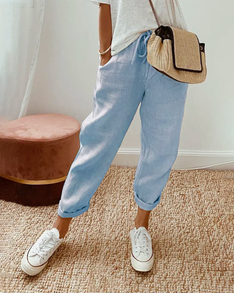 Sundown Style | Effortless Linen Trousers – Breathable & Chic