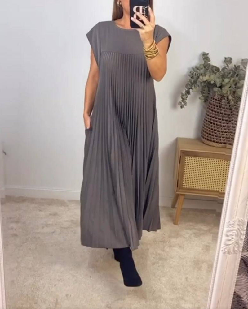 Sundown Style | Casual Charm – Jade Summer Dress with Round Neckline