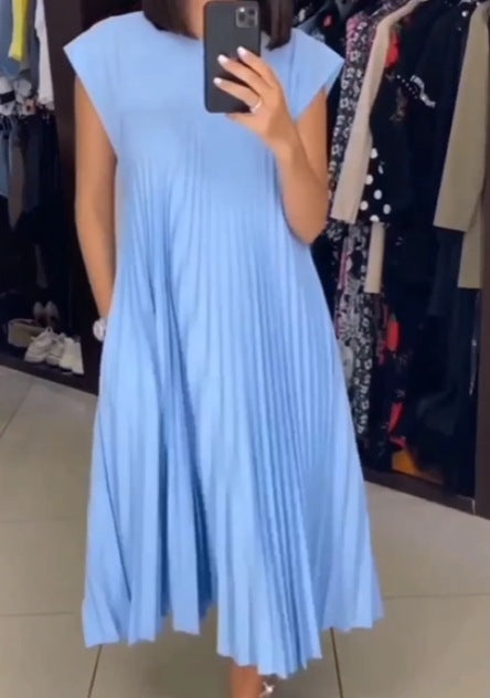 Sundown Style | Casual Charm – Jade Summer Dress with Round Neckline