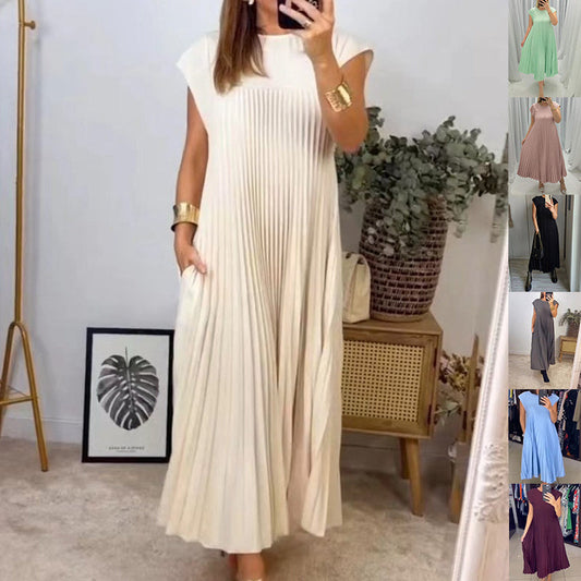 Sundown Style | Casual Charm – Jade Summer Dress with Round Neckline